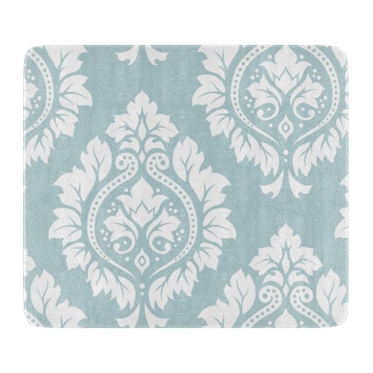 Decorative Damask Art I White on Duck Egg Blue カッティングボード (正面)