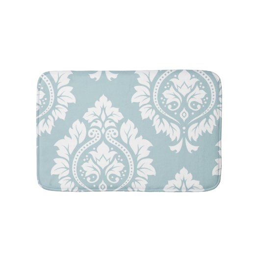 Decorative Damask Art I White on Duck Egg Blue バスマット (正面)