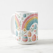 Decorative Easter Eggs Pastel Spring Rainbow Theme コーヒーマグカップ (正面左)