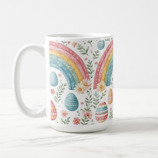 Decorative Easter Eggs Pastel Spring Rainbow Theme コーヒーマグカップ (左)