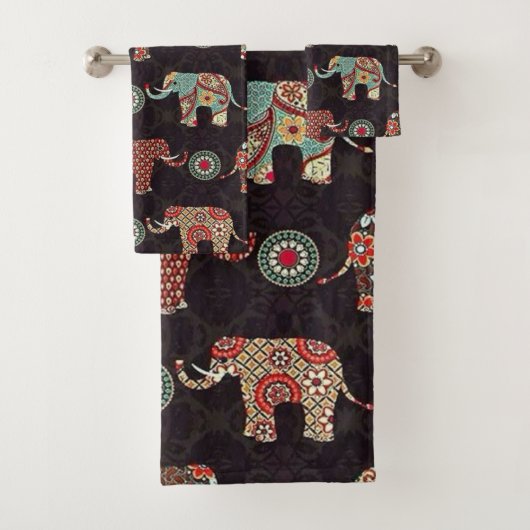 Decorative Elephant Pattern Bath Towel バスタオルセット (インサイチュ)