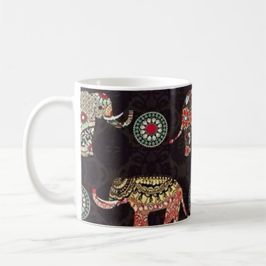 Decorative Elephant Pattern Mug コーヒーマグカップ (左)
