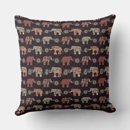 Decorative Elephant Pattern Pillow Cover クッション (裏面)