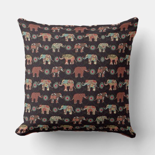 Decorative Elephant Pattern Pillow Cover クッション (正面)