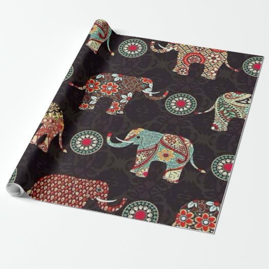 Decorative Elephant Pattern Wrapping Paper ラッピングペーパー (アンロールド)