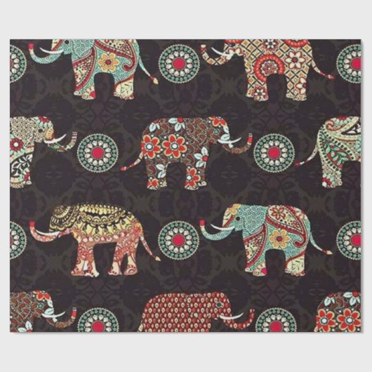 Decorative Elephant Pattern Wrapping Paper ラッピングペーパー (フラット)