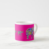 Decorative Elephants on Fuchsia Espresso Mug エスプレッソカップ (正面右)
