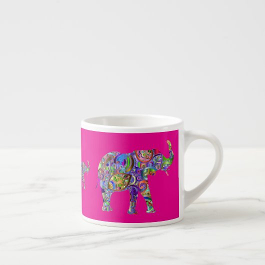 Decorative Elephants on Fuchsia Espresso Mug エスプレッソカップ (右)