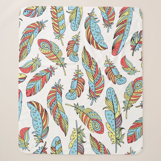 Decorative feathers seamless pattern. Hand drawn v シェルパブランケット (正面)