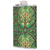 Decorative flask featuring a vibrant tree design  フラスク (左)