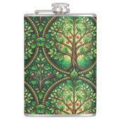 Decorative flask featuring a vibrant tree design  フラスク (正面)