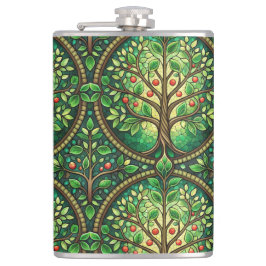 Decorative flask featuring a vibrant tree design  フラスク