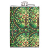 Decorative flask featuring a vibrant tree design  フラスク (裏面)