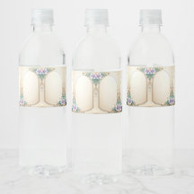 Decorative Floral Frame Water Bottle Label