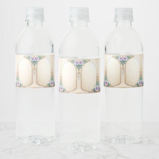 Decorative Floral Frame Water Bottle Label ペットボトルラベル (ボトル)