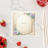 Decorative Floral Frame with Pearls スタンダードカクテルナプキン (インサイチュ)