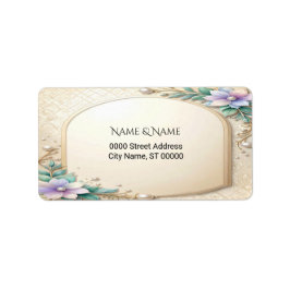 Decorative Floral Frame with Pearls Address Label ラベル