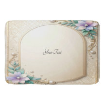Decorative Floral Frame with Pearls Bath Mat