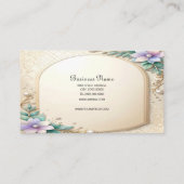 Decorative Floral Frame with Pearls Business Card 名刺 (裏面)