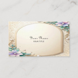 Decorative Floral Frame with Pearls Business Card 名刺