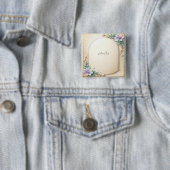 Decorative Floral Frame with Pearls Button 缶バッジ (インサイチュ)