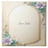 Decorative Floral Frame with Pearls Ceramic Tile タイル (正面)