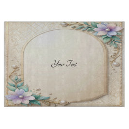 Decorative Floral Frame with Pearls Cutting Board カッティングボード