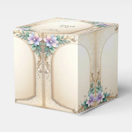 Decorative Floral Frame with Pearls Favor Box フェイバーボックス (正面サイド)