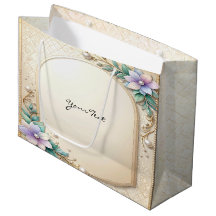 Decorative Floral Frame with Pearls Gift Bag