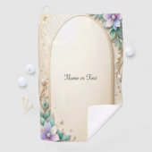 Decorative Floral Frame with Pearls Golf Towel ゴルフタオル (インサイチュ)