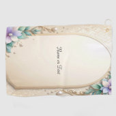 Decorative Floral Frame with Pearls Golf Towel ゴルフタオル (横)