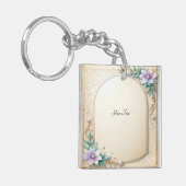 Decorative Floral Frame with Pearls Keychain キーホルダー (正面左)
