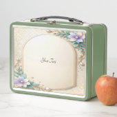 Decorative Floral Frame with Pearls Lunch box メタルランチボックス (インサイチュ)