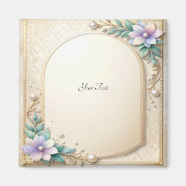 Decorative Floral Frame with Pearls Magnet マグネット