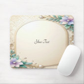 Decorative Floral Frame with Pearls Mousepad マウスパッド (マウス)