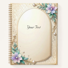 Decorative Floral Frame with Pearls Notebook ノートブック