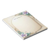Decorative Floral Frame with Pearls Notepad ノートパッド (アングル)