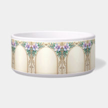 Decorative Floral Frame with Pearls Pet Bowl