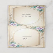 Decorative Floral Frame with Pearls Place Card プレイスカード (外部開封)