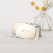 Decorative Floral Frame with Pearls Place Card プレイスカード (裏面)