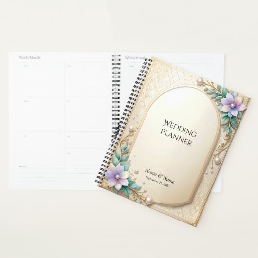 Decorative Floral Frame with Pearls Planner プランナー手帳 (ディスプレー)