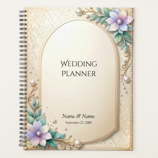 Decorative Floral Frame with Pearls Planner プランナー手帳 (正面)