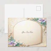 Decorative Floral Frame with Pearls Postcard ポストカード (正面/裏面)