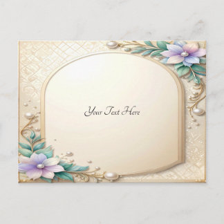 Decorative Floral Frame with Pearls Postcard ポストカード