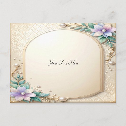 Decorative Floral Frame with Pearls Postcard ポストカード (正面)