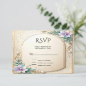 Decorative Floral Frame with Pearls RSVP Card (スタンド正面)