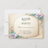 Decorative Floral Frame with Pearls RSVP Card (正面)