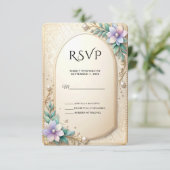 Decorative Floral Frame with Pearls RSVP Card (スタンド正面)