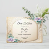 Decorative Floral Frame with Pearls Save The Date セーブザデート (スタンド正面)