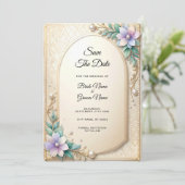 Decorative Floral Frame with Pearls Save The Date セーブザデート (スタンド正面)